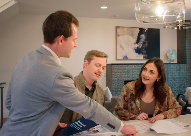 A real estate agent giving a presentation